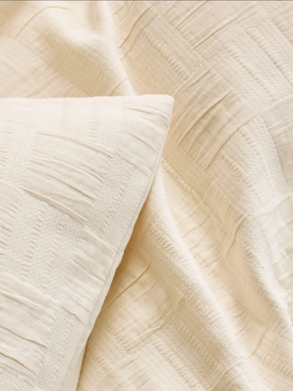 Quince Checkered Matelasse Duvet Cover Set - Twin - Undyed